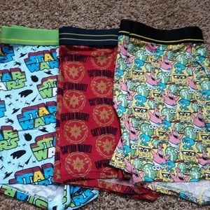 3 Men's Boxers Captain Marvel Star Wars Spongebob